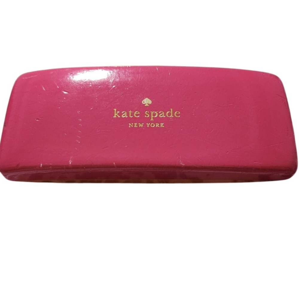 Kate Spade Pink & Orange Hard Clamshell Eyeglass Case See Measurements